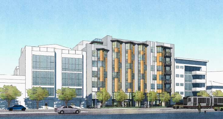 Rending from a May 2015 planning submittal. Jon Worden and BDE Architecture are listed as the designers. 