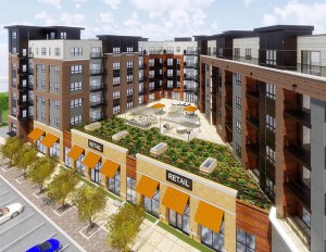 Exterior rendering of Elevate at SouthWest Station Apartments in Eden Prairie, Minn.
