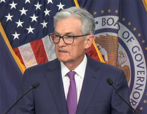 Federal Reserve Chairman Jerome Powell speaks at the Jan. 31 FOMC press briefing. Screenshot of the Federal Reserve livestream by Gabriel Frank