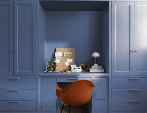 Benjamin Moore's Color of the Year 2024 is Blue Nova, described as "an intriguing blend of blue and violet that sparks adventure, elevates and expands horizons." The color was inspired by the brilliance of a new star formed in space. Image courtesy of Benjamin Moore