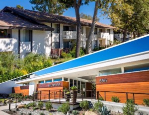 The exterior of an apartment property in California