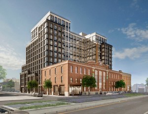 A rendering of a new project at the site of a former dairy in Brooklyn