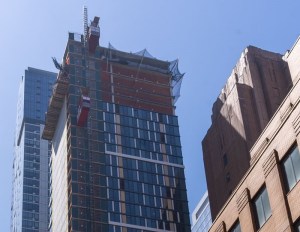 The top of a skyscraper being completed