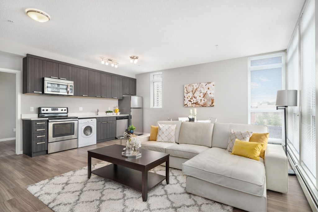 Images of the interior of a unit can often be the most influential when it comes to converting potential resident leads into leases, such as this picture of FirstService Residential’s Mission 17 building in Canada. Image by Caydence Photography courtesy of FirstService Residential.