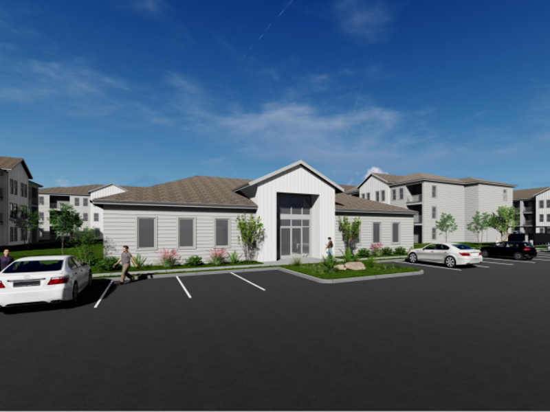 Exterior shot of apartment buildings