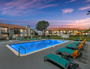 Outdoor shot of the pool at the apartments
