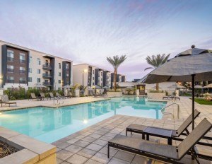 Apartment courtyard with a pool