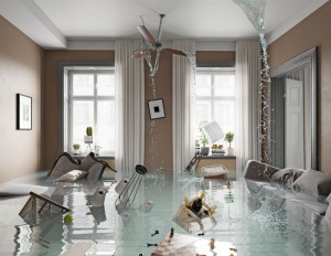 Illustration showing extreme damage to an interior.