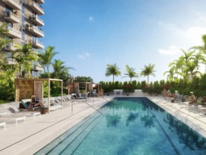 The seventh-story pool at Lumaire in downtown West Palm Beach