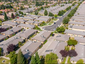 Aerial view of Old River Place, a single-family rental community in Bakersfield, Calif.