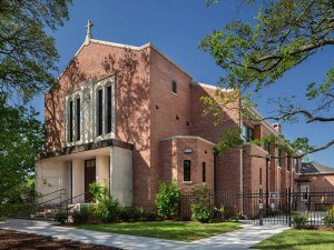 Exterior shot of a historic church in New Orleans turned multifamily community. The adaptive reuse project debuted in 2018.