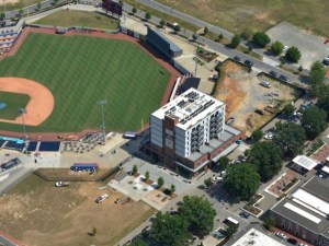 A image of Stadium Lofts and the adjacent ballpark