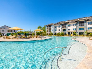 Picture depicts a swimming pool.