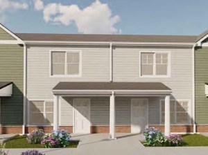 Rendering of the exterior of one of the eight buildings to be constructed in Flax Meadow Townhomes II, an affordable project in Highland, Ill.