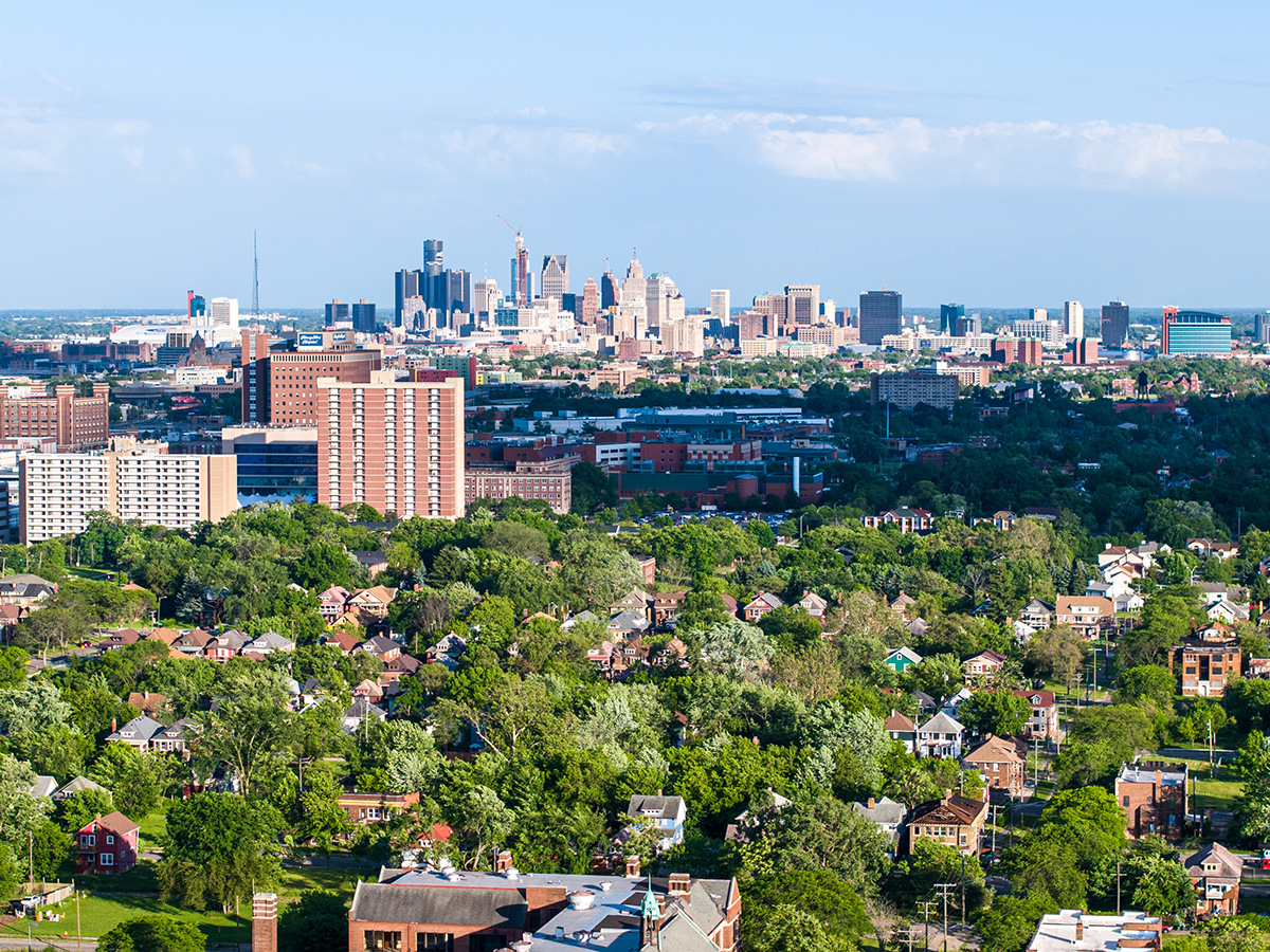 Aerial view of Detroit residential district