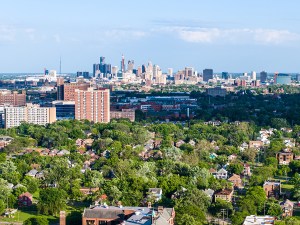 Aerial view of Detroit residential district