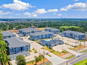 Aerial view of Haven at Treeline in Tomball, Texas.