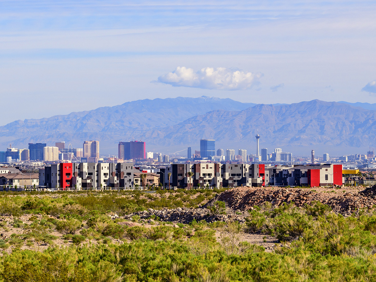 Las vegas skyline looking suburb