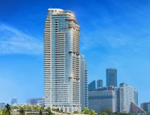 Rendering of St. Regis Residences condominium tower on Biscayne Bay in Miami's Brickell district