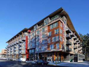 Exterior shot of The Carter on the Park, a 180-unit luxury community in Redmond, Wash.