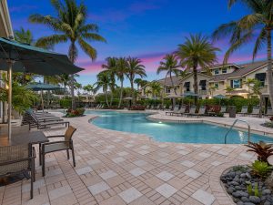 Shot of the outdoor pool area from The Quaye at Wellington, a 350-unit community near West Palm Beach, Fla.