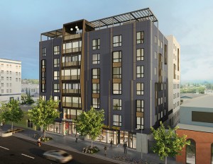 A rendering of exterior The Valiant in Berkeley, Calif.