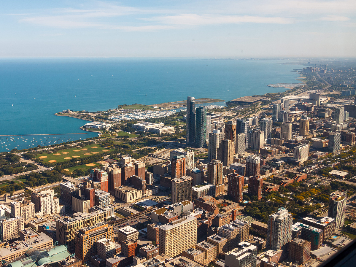 The Modern Architecture Tower Buildings in Downtown Chicago, Illinois, United States