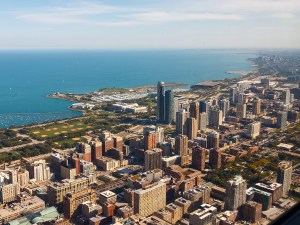 The Modern Architecture Tower Buildings in Downtown Chicago, Illinois, United States
