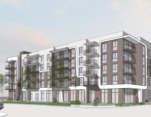 A 3D rendering of the Courtside II apartments in Miami.