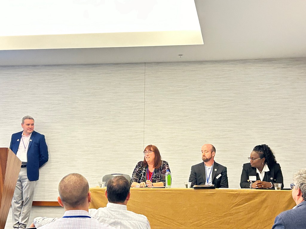 Panelists Ryan Huffman, Eileen Wirth, Anthony Tynan and Toni Harris at IREM 2024 Global Summit session on affordable housing.