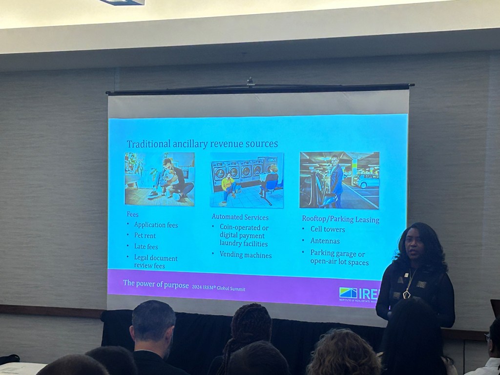 Speaker Jae Roe at IREM 2024 Global Summit session on driving ancillary revenue