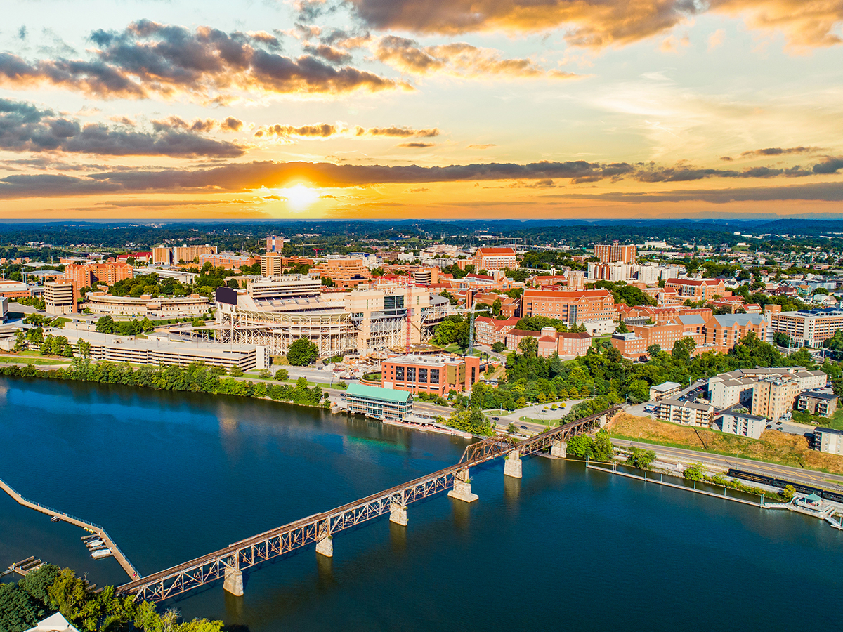 Knoxville Tennessee Downtown Drone Skyline Aerial