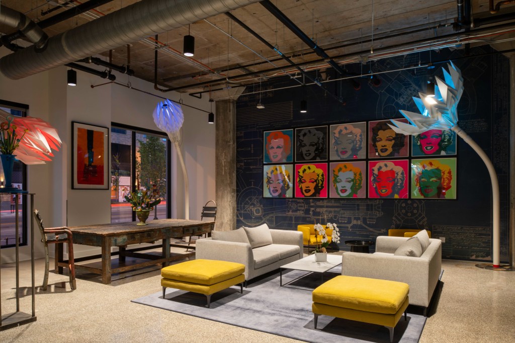 The lobby of 6 Corners Lofts