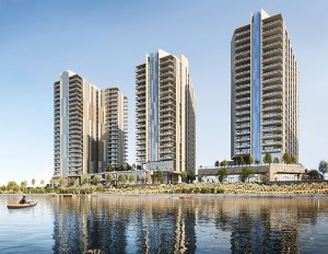 A rendering of the mixed-use destination in Tempe Town Lake, Ariz.