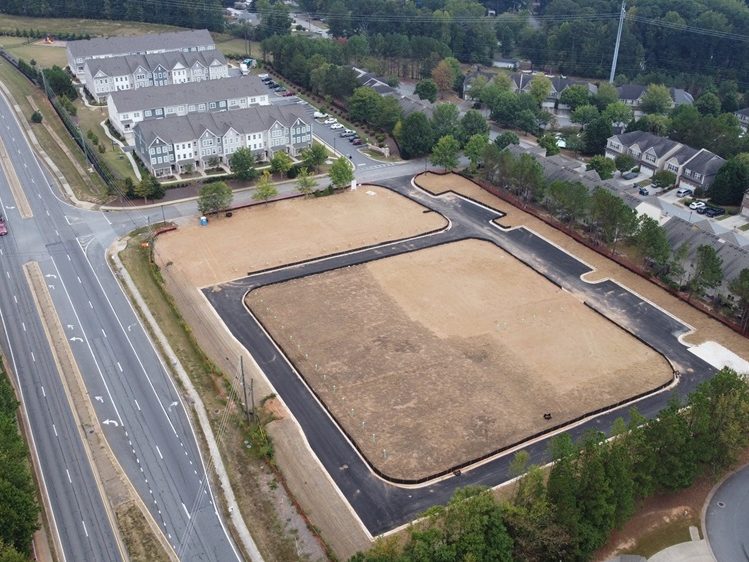 Aerial shot of the future phase two of Sweetwater Springs, a BTR community in Lawrenceville, Ga.