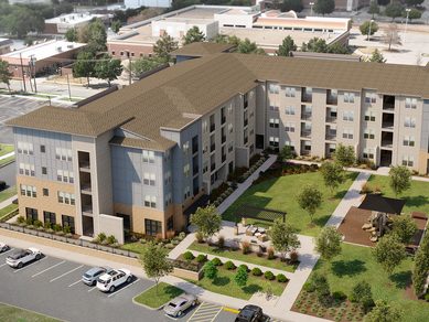 Rendering of Thrive on Crawford, an 67-unit affordable housing development in Fort Worth, Texas.