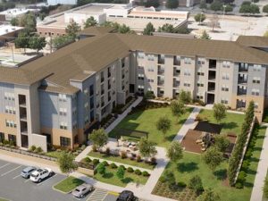 Rendering of Thrive on Crawford, an 67-unit affordable housing development in Fort Worth, Texas.