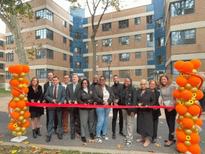 Ribbon cutting ceremony after completing renovations on Williamsburg Houses, a 1,600-unit community in New York's Williamsburg.