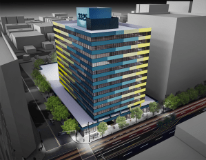 A rendering of 3324 Wilshire Blvd. in Los Angeles, an upcoming office-to-residential project.