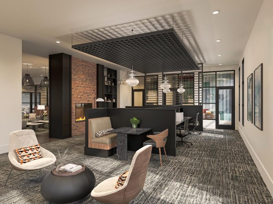 Rendering of community shared space at Bainbridge Mallard Creek, a 320-unit future luxury development in Charlotte, N.C.