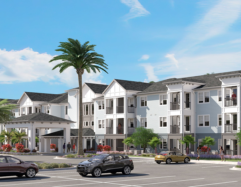 A rendering of the front of the upcoming Fox Pointe project in Daytona Beach, Fla.