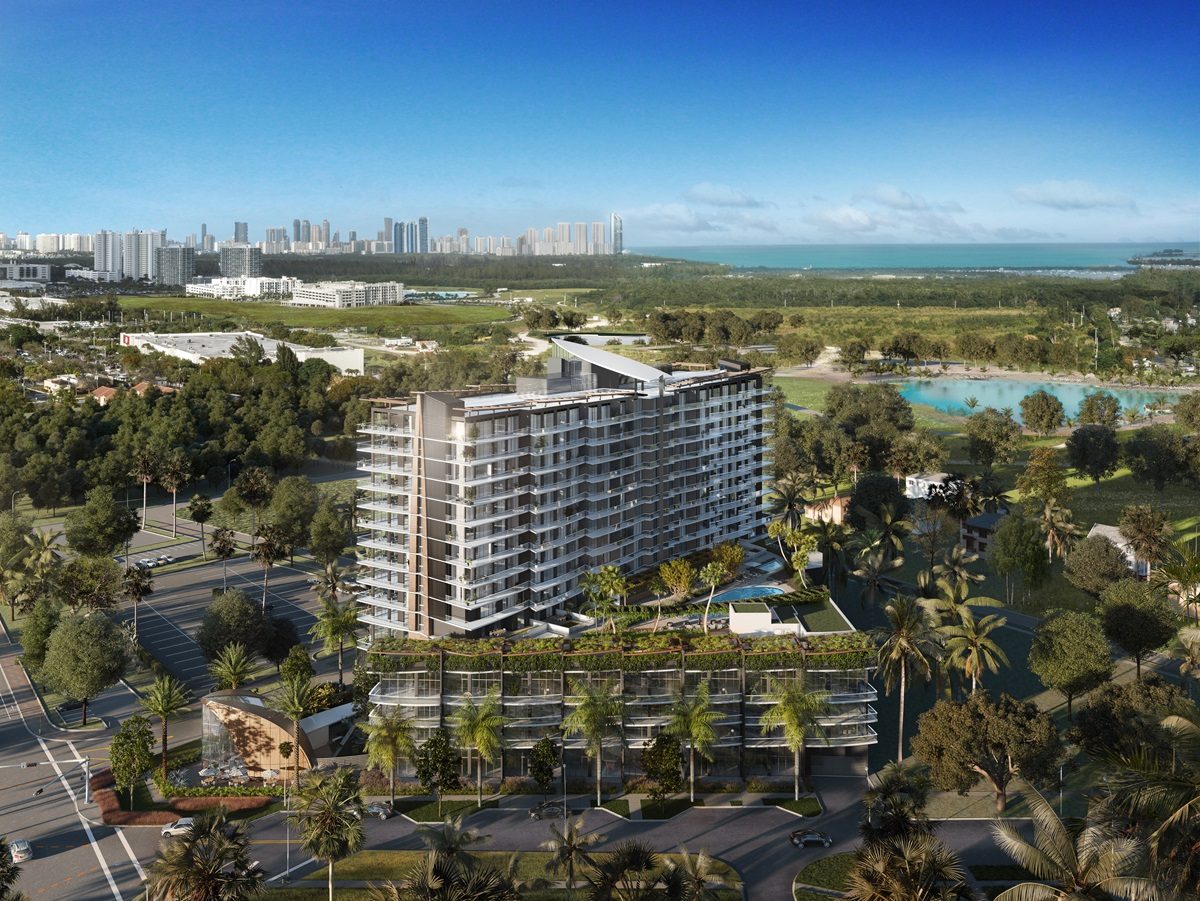 Aerial view of the Nexo Residences project in Miami