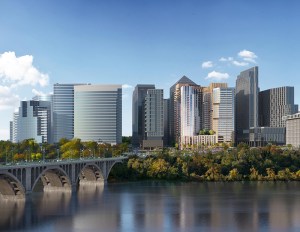 A rendering of the skyline of Rosslyn, Va., with the proposed One Rosslyn project.