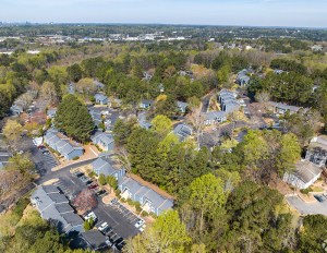 An aerial view of The Landing at Pleasantdale in Atlanta.