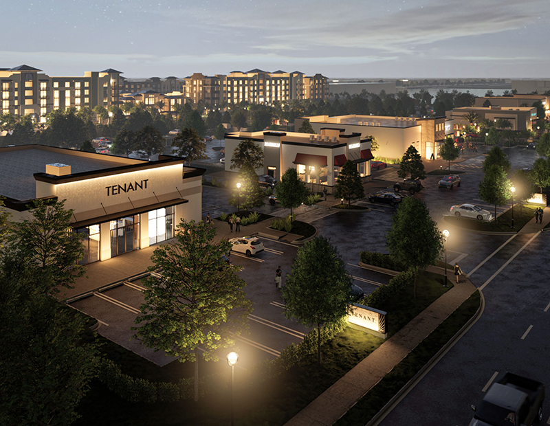 A rendering of commercial space in Soleste Midtown, a 21-acre mixed-use community in Homestead, Fla.