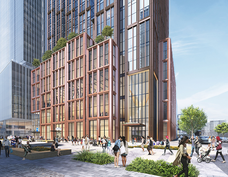A rendering of the lobby in the residential tower in HDSN.