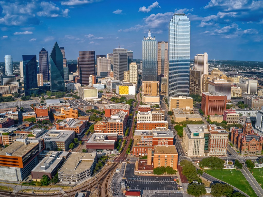 Aerial View of Dallas, Texas Skyline during the Summer