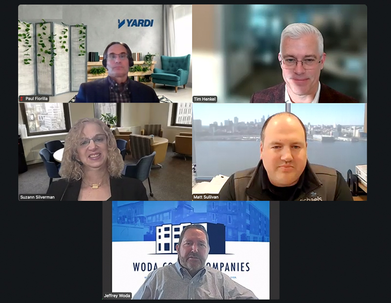 Screenshot of the webinar panelists, some of the nation's largest affordable housing developers