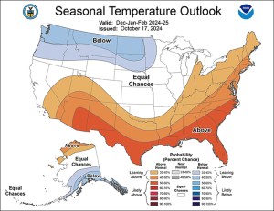 NOAA’s Seasonal Temperature Outlook is one of many forecasting tools that can help property managers anticipate the winter weather ahead. Image courtesy of NOAA