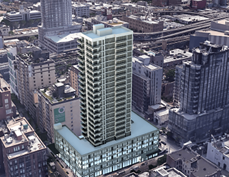 A rendering of the Queens community, set to stand at 26 stories.